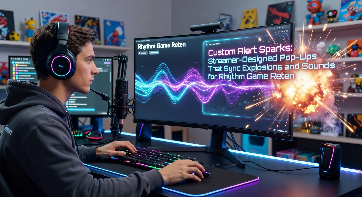 Close-up of a custom alert spark with synchronized explosion effects and sound waves matching a rhythm game's intense sequence