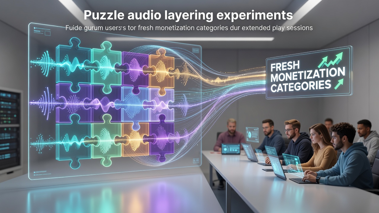 Researchers testing layered audio tracks in a puzzle game interface during extended sessions