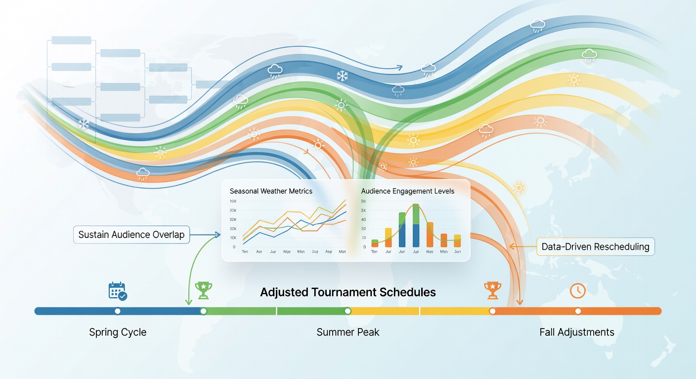 Streamers reviewing weather dashboards alongside tournament calendars to align broadcast windows