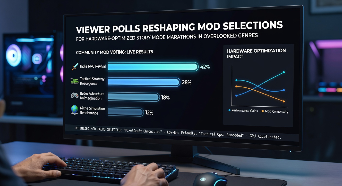 Chat interface displaying poll options for mod choices during a live broadcast