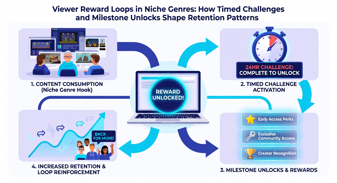 Analytics dashboard displaying viewer retention curves tied to challenge timers in niche game streams